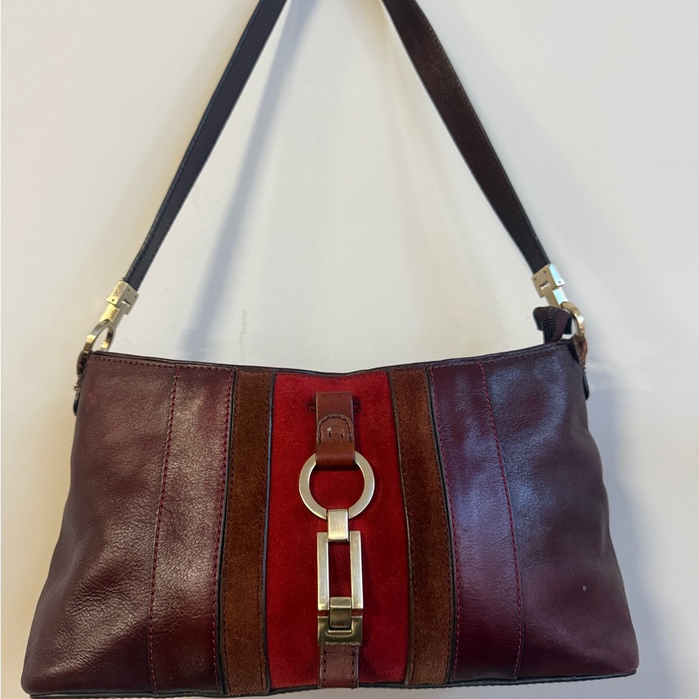 Etienne Aigner Burgundy and Red Leather Shoulder Bag